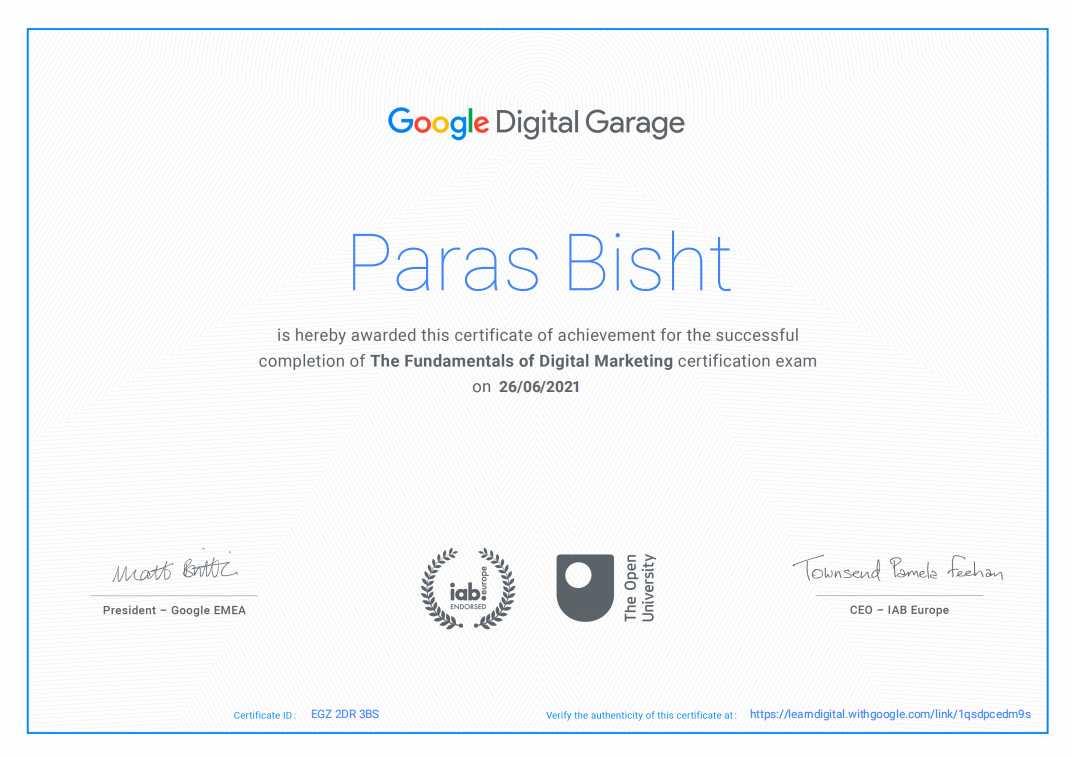 Fundamentals of Digital Marketing Certification
