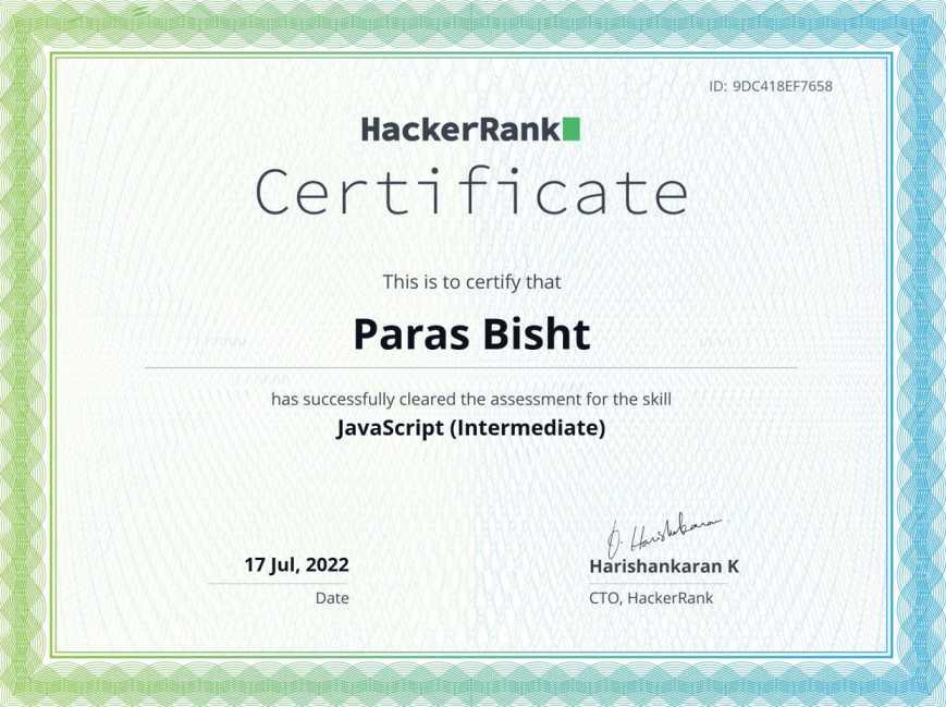 Intermediate JavaScript Certification
