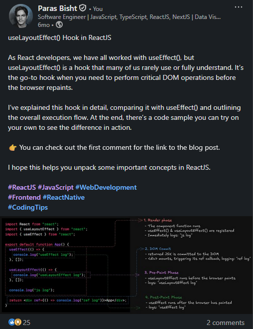 useLayoutEffect() Hook in ReactJS